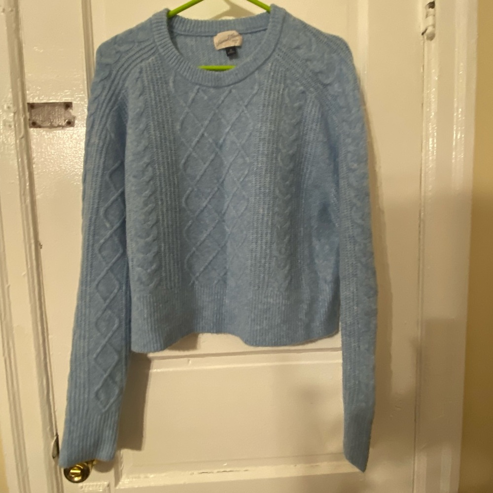 Women's Blue Cable Knit Sweater
